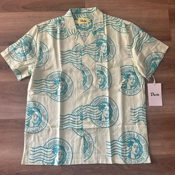 Duvin “Greetings From Duvin Beach Club” Button-Up Shirt (NWT)